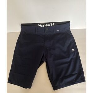 Hurley Mens Blue Regular Fit Flat Front Slash Pockets Chino Shorts Size 28